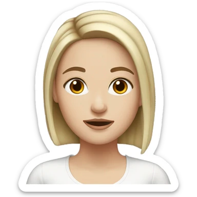 A white girl with short dark brown hair with a streak of blonde in the middle sticker
