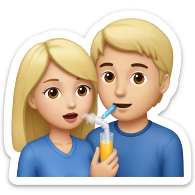 Girl giving a blowjob to a guy sticker