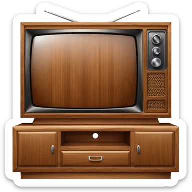 modern tv with news channel on it standing on a super luxurious wooden cupboard sticker