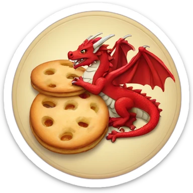 welsh dragon eating welsh cakes sticker