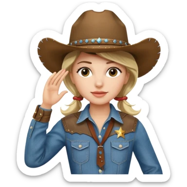 Saluting cowgirl sticker