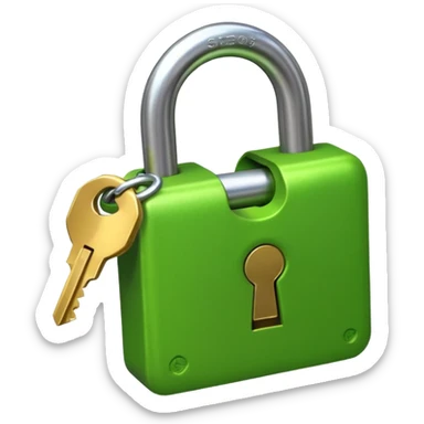 A seed germinating with a sprout sticking out of it in the shape of a pad lock with the seed being the body of the padlock and the sprout being the shackle of the padlock. sticker