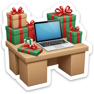create a realistic christmas packaging working station sticker