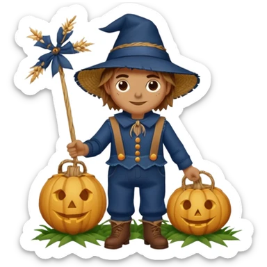 The Scarecrow from The Land of Oz with dark blue outfit sticker