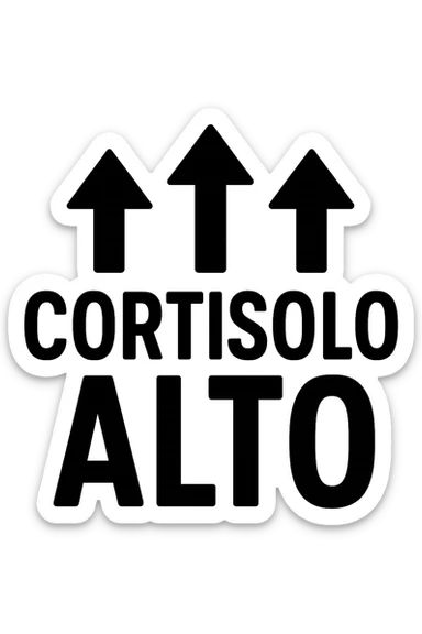 Cortisolo alto con freccie che indicano. In italiano sticker