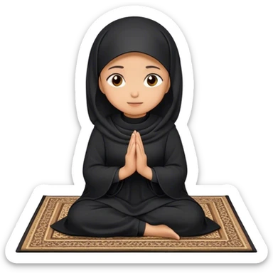muslim woman praying on a praying carpet with a black abaya on sticker