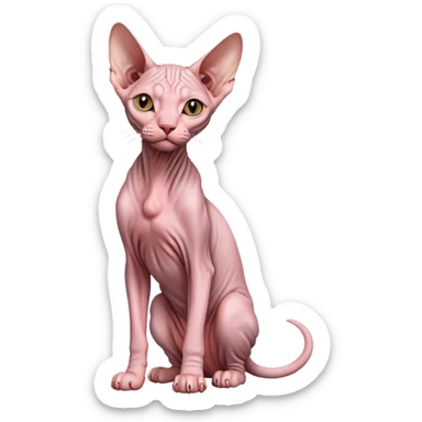 sphynx hairless cat full body sitting sticker