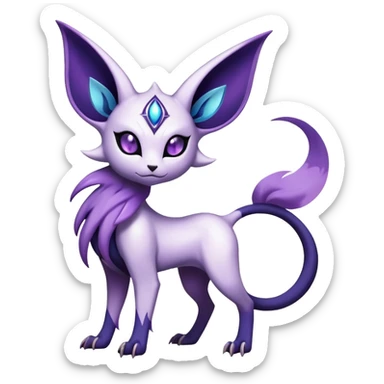 Shiny Exotic Badass Mystical Mysterious Gothic Espeon-Absol-Pokémon-Fakémon-hybrid-creature (full body) sticker