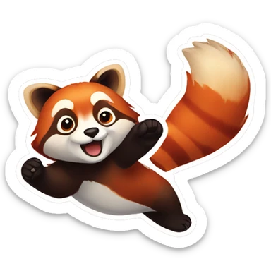 sticker with a red panda waving its paw as a sign of greeting sticker