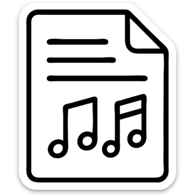 black solid silhouette of a paper sheet with notes, urban theme, single line thickness, concise silhouette sticker