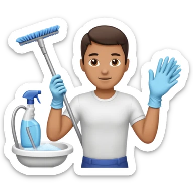 man Cleaning the bathroom sticker