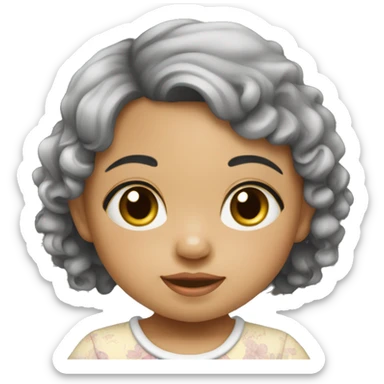 Southeast Asian female infant with black curly hairSou sticker