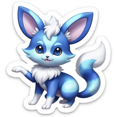 Colorful Sparkly Shiny Exotic Meowstic-Minccino-Espurr-Fakémon-hybrid-creature (full body)  sticker