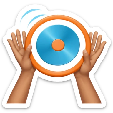 hands catching a flying frisbee, fun and dynamic sticker