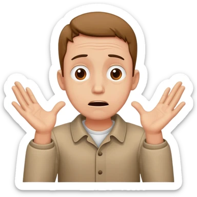 anxious man with hands outstretched in begging position with worried fearful expression sticker