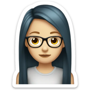 young emo ginger girl long straight hair and with glasses sticker