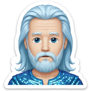 Uranus, The Father Sky with long white hair and beard, pale blue sequin outfit sticker