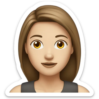 white woman with straight brown hair boss sticker