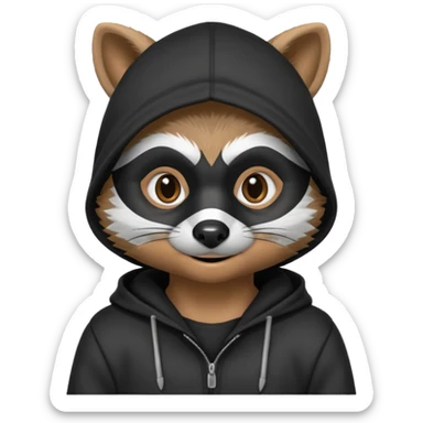 thief raccoon portrait, head and shoulders only, black burglar mask markings, sneaky smile, dark hoodie collar, mischievous eyes, 3D cartoon, mobile game icon style, clean background, no text, no watermark
 sticker