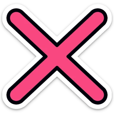 hot pink X mark, wrong symbol sticker