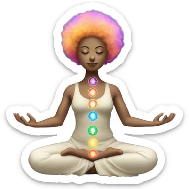 Meditating with aligned chakras glowing with galaxy Afro  sticker