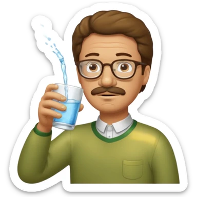 Ned Flanders drinking water in a glass sticker