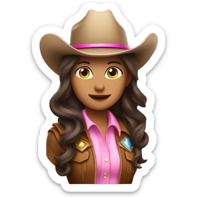 Brunette Cowgirl with a lasso and pink cowboy hat sticker