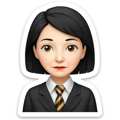 old woman with Necktie. different hair styles, black hair. sticker