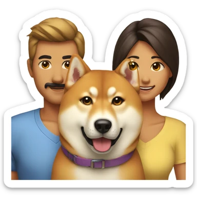 father-mother-daughter-and-son-shibainu-dog sticker