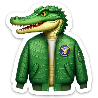 a crocodile and a bomber combined sticker