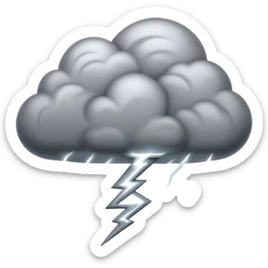 Cinematic Realistic Thunderstorm Emoji, Dark and dramatic, with swirling gray clouds illuminated by occasional flashes of lightning. The air crackles with energy as the storm builds, while heavy rain cascades down in sheets. Soft glowing outline, capturing the essence of power, intensity, and natural fury in a breathtaking thunderstorm! sticker