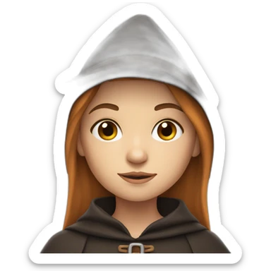 a young white brown very thin girl dressed as a witch sticker