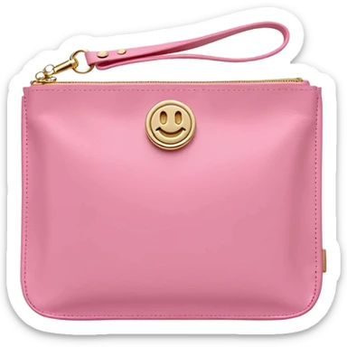pink stoney clover lane rectangle pouch with shiny gold zipper and a circle zipper puller = pouch should be solid pouch should be more 3d sticker