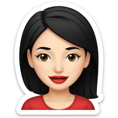 30-year-old Puerto Rican woman with black hair and white skin, winking sticker