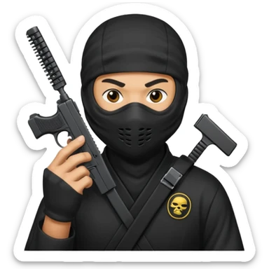 Créame este emoji 🥷🏾 con una glook y peine estendido en la mano  sticker