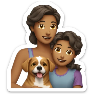 Mother daughter son and dog sticker