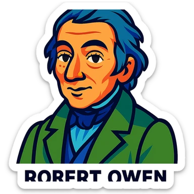 portrait of Robert Owen in vibrant toon style sticker