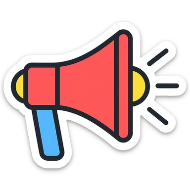 megaphone, modern icon style, clean lines, simple and bold, suitable for app or web interface sticker