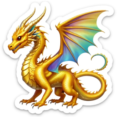 a golden dragon with two legs and two wings and one tail sticker
