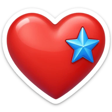 A red heart with a blue star inside sticker