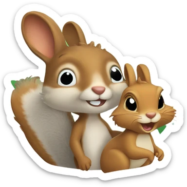 heart between a squirrel and a hare  sticker