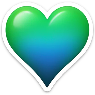 Gradient heart with blue on the outside and green on the inside sticker