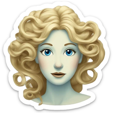 Art Nouveau lady with long swirling hair, blue eyes sticker