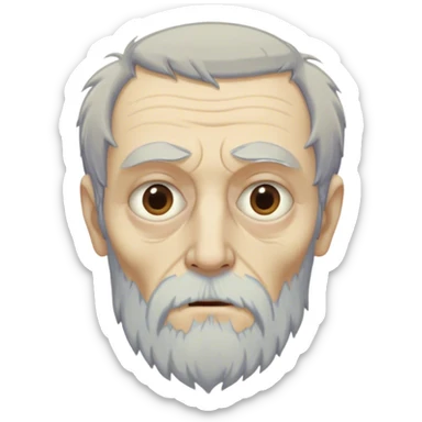 Qyburn from game of thrones, Qyburn is a thin, aging man with a gaunt, almost skeletal face and pale, sallow skin. His wispy gray hair and short, scruffy beard give him an unkempt look, and his cold, calculating eyes make him seem eerily detached. He wears simple, dark robes, lacking the grandeur of a typical maester, as he was stripped of his title for his unethical experiments. His soft-spoken yet chilling demeanor makes him unsettling to those around him. sticker