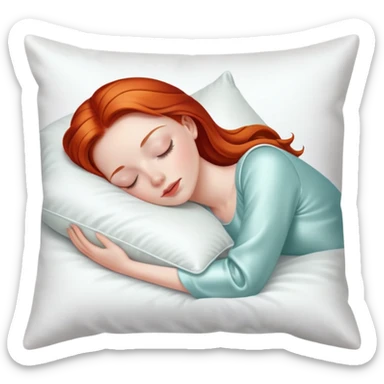 Sleeping beauty redhead white girl with a silk pillow sticker