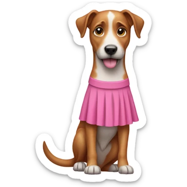 Dog wearing pink skirt sticker
