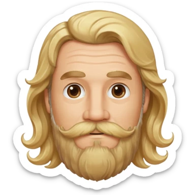 MID AGE MAN WITH LONG BLOND & bROWN WAVY HAIR, MOUSTACH AND BEARD sticker