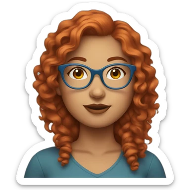 pretty curvy girl with curly copper hair and blue glasses sticker
