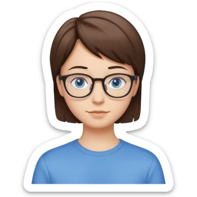 adolescent taille moyenne corpulence maigre cheveux chatain court yeux bleus lunettes sticker