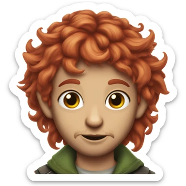 Tattooed elf with scraggly red hair and long shaggy sideburns and cat eyes sticker